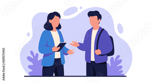 Illustration of a business meeting or consultation, perfect for websites, presentations, and brochures.