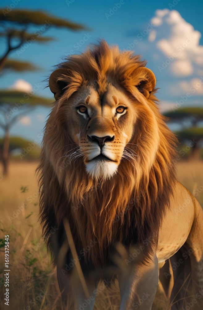 Naklejka premium close up portrait of a lion