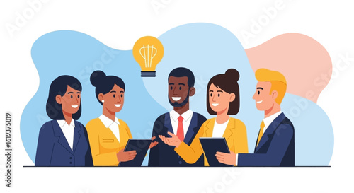 Diverse Business Team Brainstorming New Ideas, Perfect for Landing Pages and Presentations