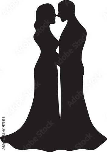 Romantic couple silhouette vector illustration