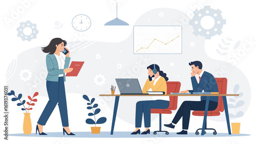Business people working in office, perfect for website banners, presentations, and marketing materials.