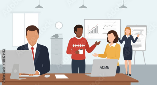 Diverse business team collaborating on a project, perfect for presentations or website banners.