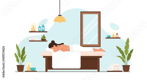 Relaxing Spa Day: Woman on Massage Table, Perfect for Wellness Websites and Brochures
