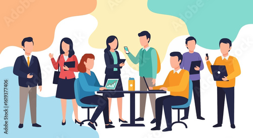 Diverse business team collaborating on project, ideal for website banners or presentations.