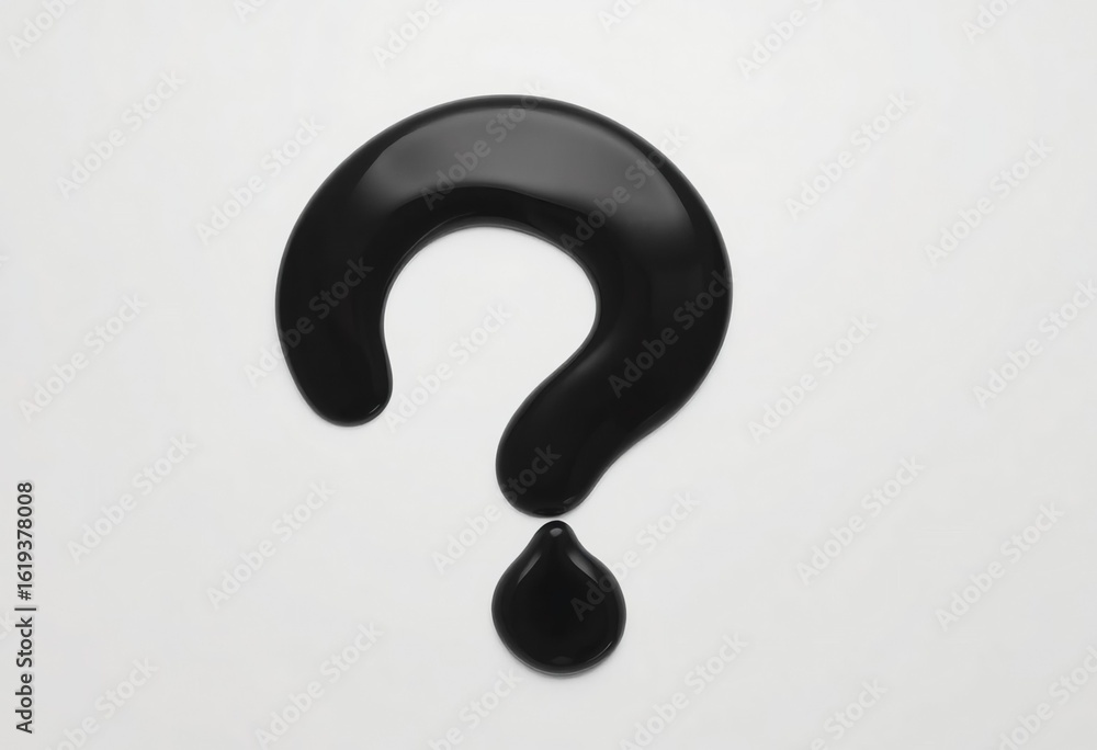 Naklejka premium Black liquid question mark with dripping dot drop