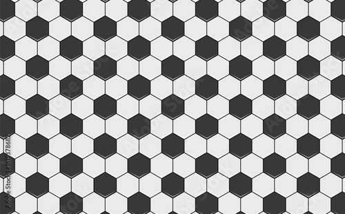 Ball texture. Soccer ball seamless pattern. Football seamless pattern as background.  Black and white soccer ball seamless pattern