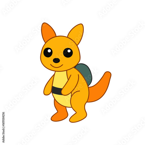 Cartoon Wallaby Vector Wearing a Backpack
