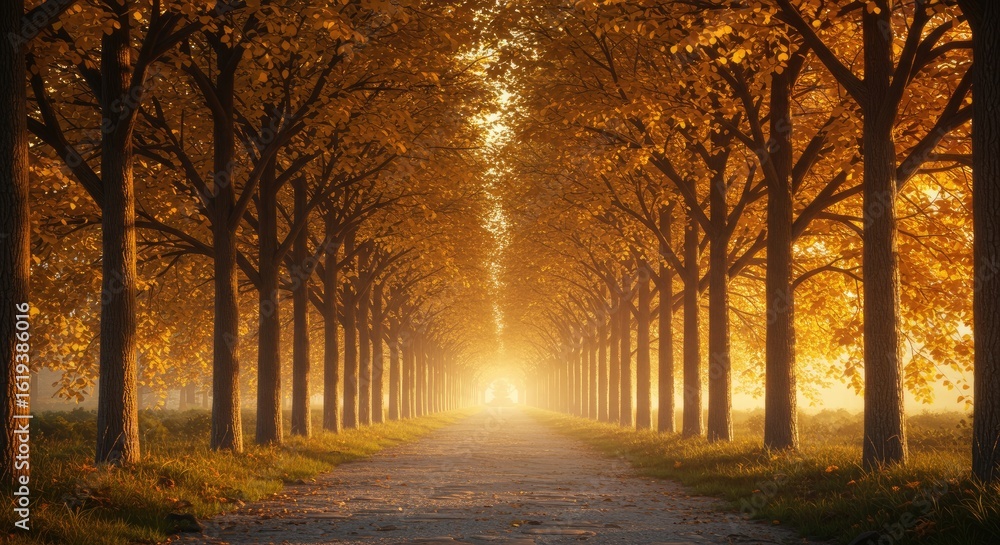 Fototapeta premium Golden Autumn Path