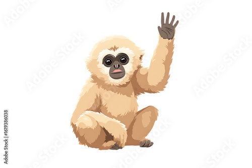 Adorable gibbon waving hello!