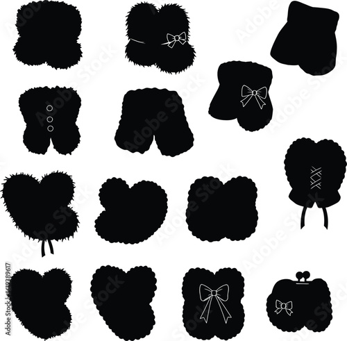 Luxurious Collection of Fur Muffs & Winter Accessories Silhouettes, Ideal for Fashion, Apparel, and Cold Weather Design Projects.