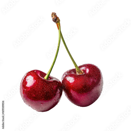 Close-up of two ripe cherries