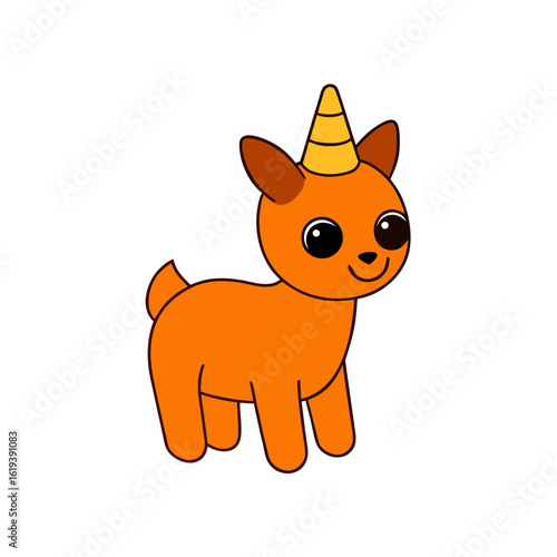 Cartoon Vicuña Vector Illustration Wearing a Party Hat