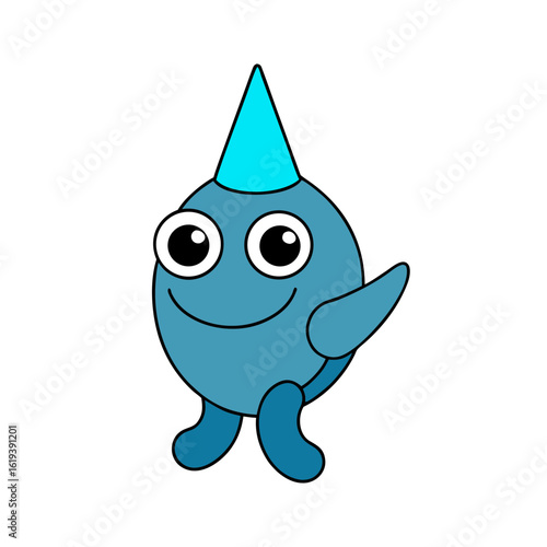 Cartoon Anchovy Vector Illustration Wearing a Party Hat