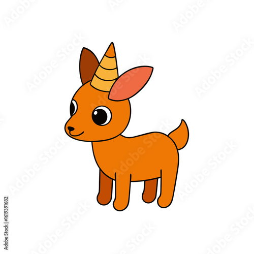 Cartoon Dik Dik Vector Illustration Wearing a Party Hat