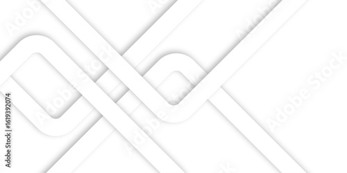 White abstract geometric background with white paper sheets soars as abstract spaces with rectangles, parallel stripes, perspective, shadows in simple strict modern material in triangle and square.	
