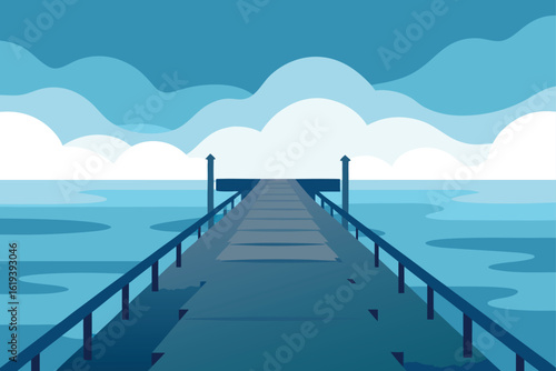 Pier stretching into foggy ocean waters