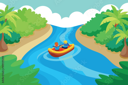 River raft adventure in jungle rapids