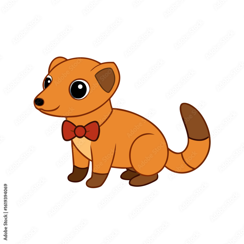 Obraz premium Cartoon Banded Mongoose Pup Vector Illustration Wearing a Scarf