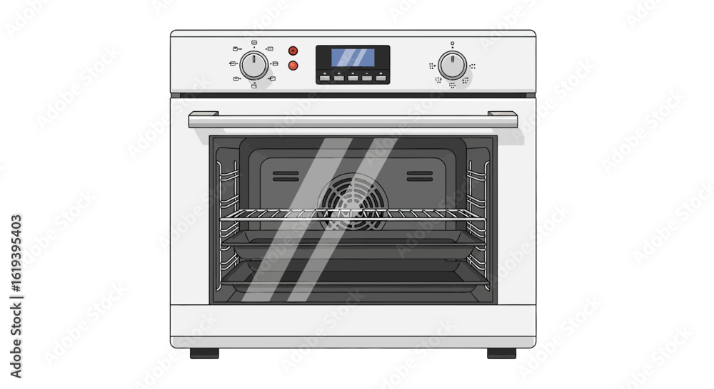 Fototapeta premium Modern Electric Oven in Front View Isolated on White Background