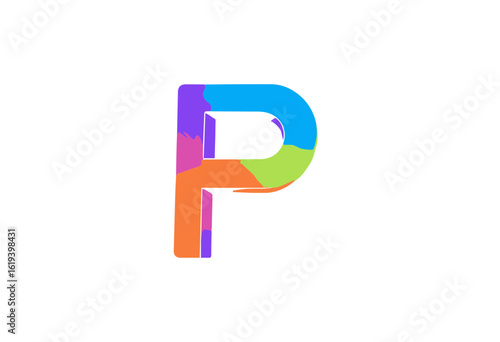 Letra "P" colorida. Vetor 3D.