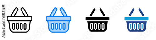 shopping basket icon set multiple style collection