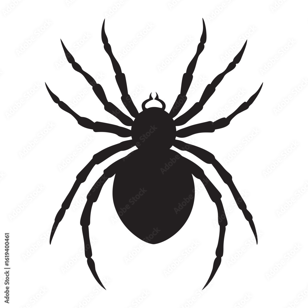 Obraz premium Black silhouette of a spooky spider with eight legs