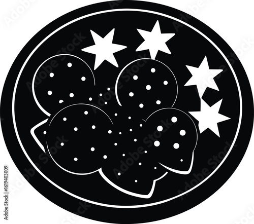 Holiday Cookies on Plate Vector Silhouette