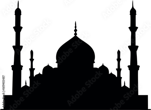 mosque silhouette vector, islamic mosque black vector, mosque symbol