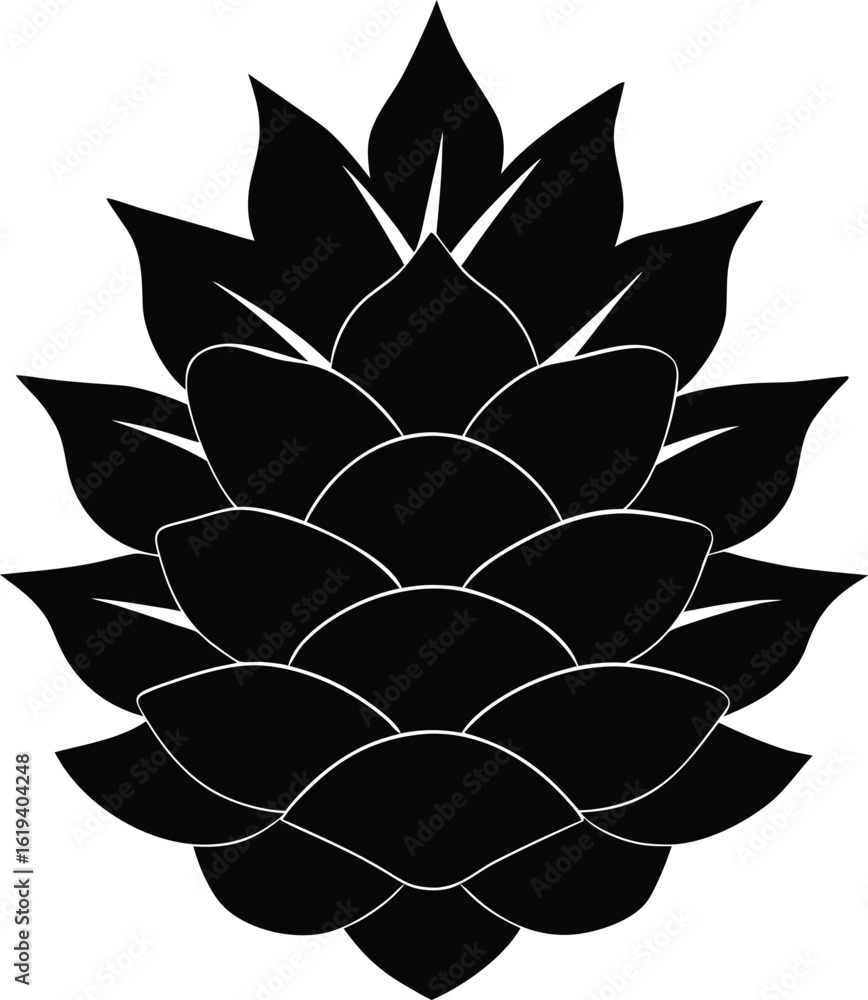 Fototapeta premium Pine Cone Cluster Vector Silhouette