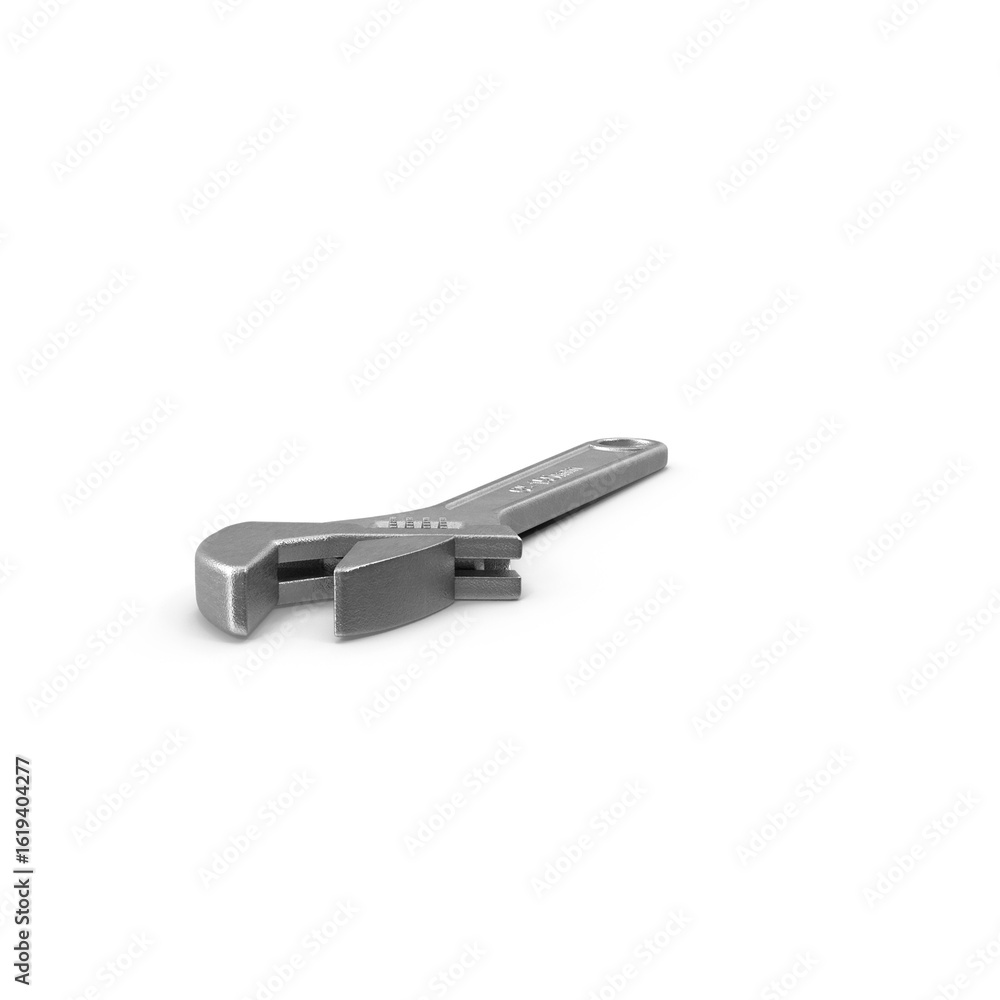 Obraz premium Angled adjustable metal wrench isolated on transparent background