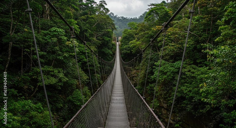 Obraz premium Lush Jungle Suspension Bridge