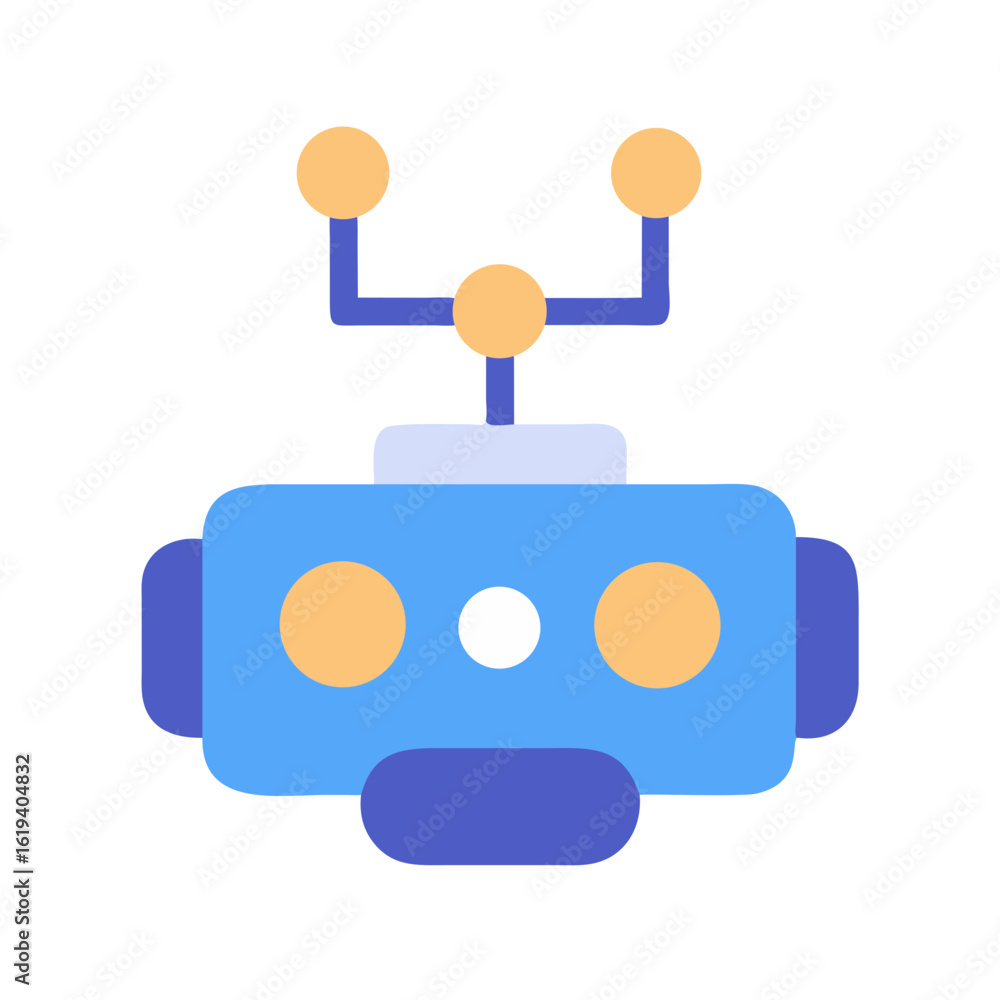 Obraz premium Cute cartoon robot head on black background illustration