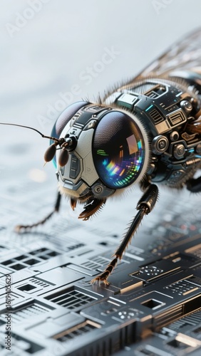 Cybernetic Insect on Circuit Board