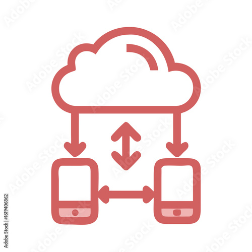 Cloud Computing and Mobile Data Transfer Illustration on Black