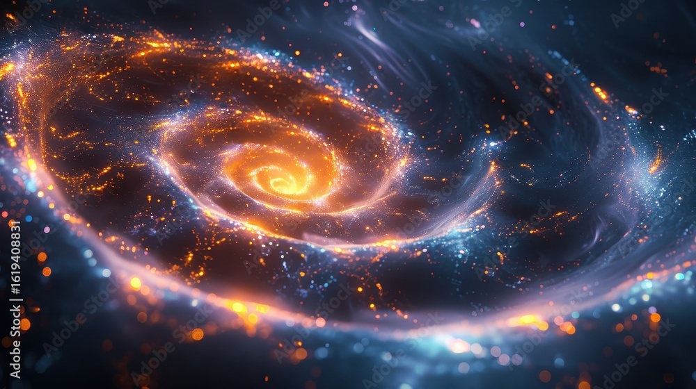 Obraz premium Abstract Spiral Galaxy with Glowing Nebula and Cosmic Dust