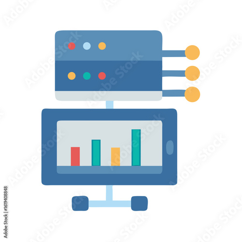 Data server monitoring dashboard graphic representation, modern network concept