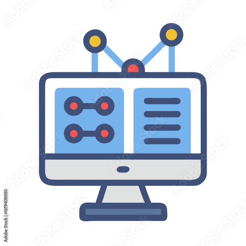 Stylized computer screen displaying data on black background