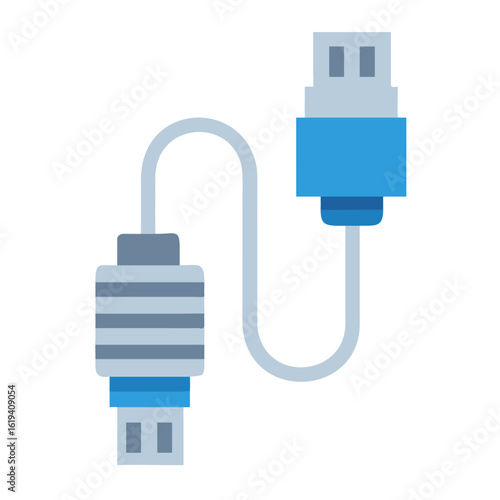 Illustration of USB Cable Connecting Devices on Black Background