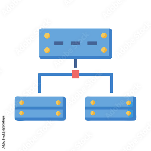 Blue server network diagram with connection on black background