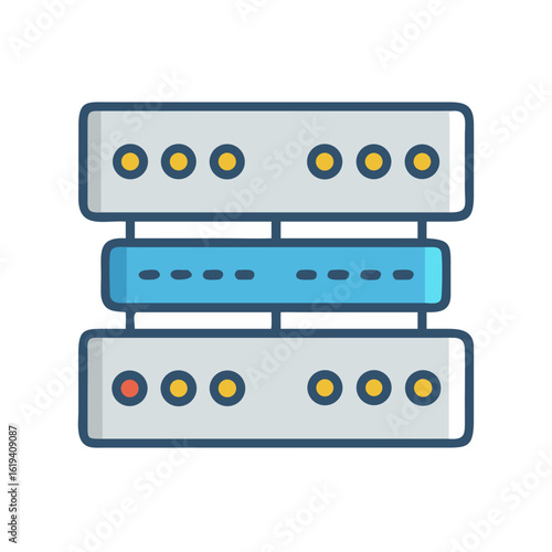 Stylized Server Icon Depicting Data Management or Hosting