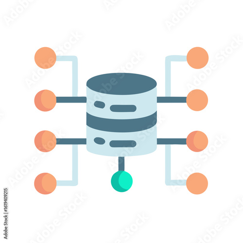 Centralized data server with nodes on a black background