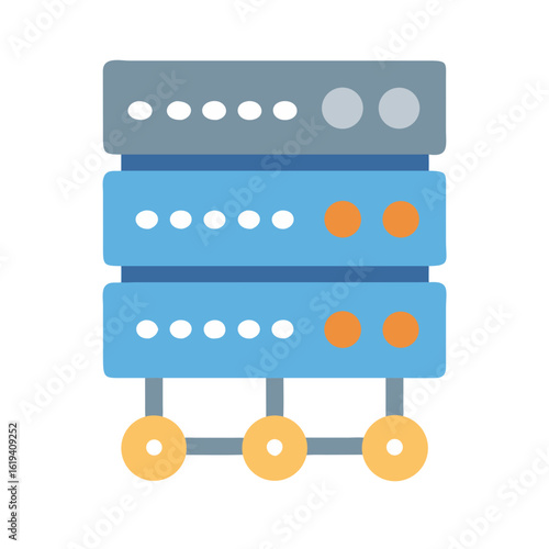 Minimalist flat illustration of a server rack design