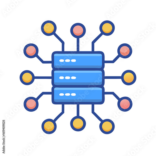 Illustration of data server connected to network nodes