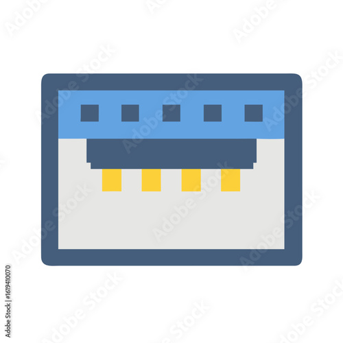 Stylized pixel art image of an audio amplifier equipment