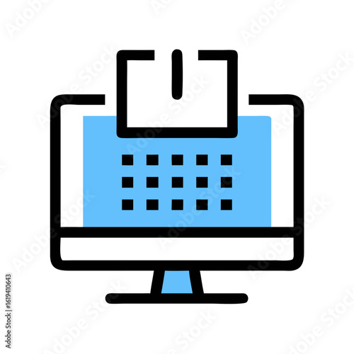 Flat design style light blue calendar icon illustration
