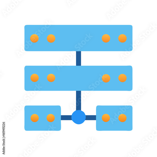 Abstract flat illustration of interconnected network servers diagram icon