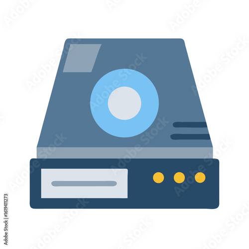 Flat design icon illustration of a tape drive device