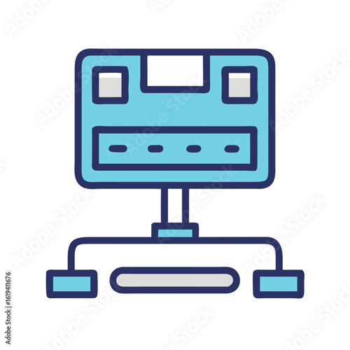 Isolated network server stock image in turquoise flat style