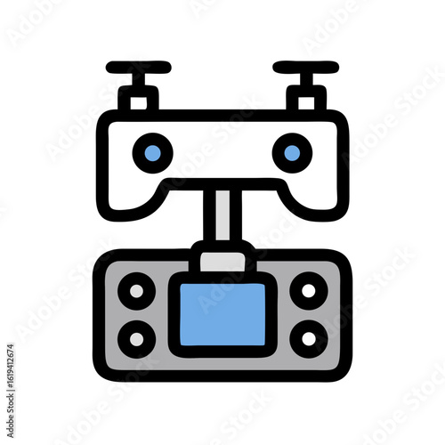 Simple Drone Remote Control Minimalistic Icon on Black Background