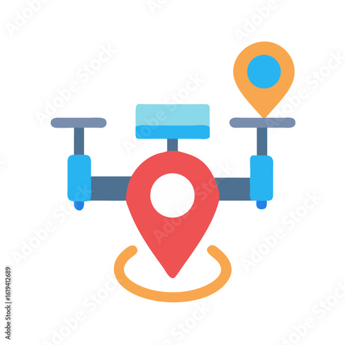 Drone navigation system icon showing location pin markers visually
